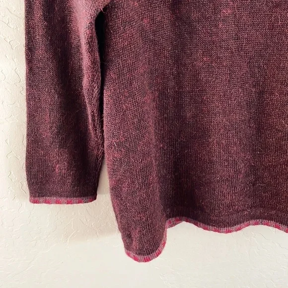 Women's Burgundy Cardigan with Colorful Accents - Picture 7 of 10